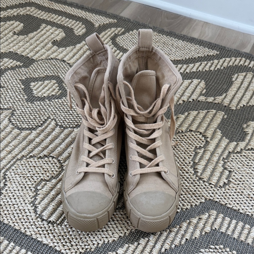 Stylish Tan High-Top Women's Sneakers